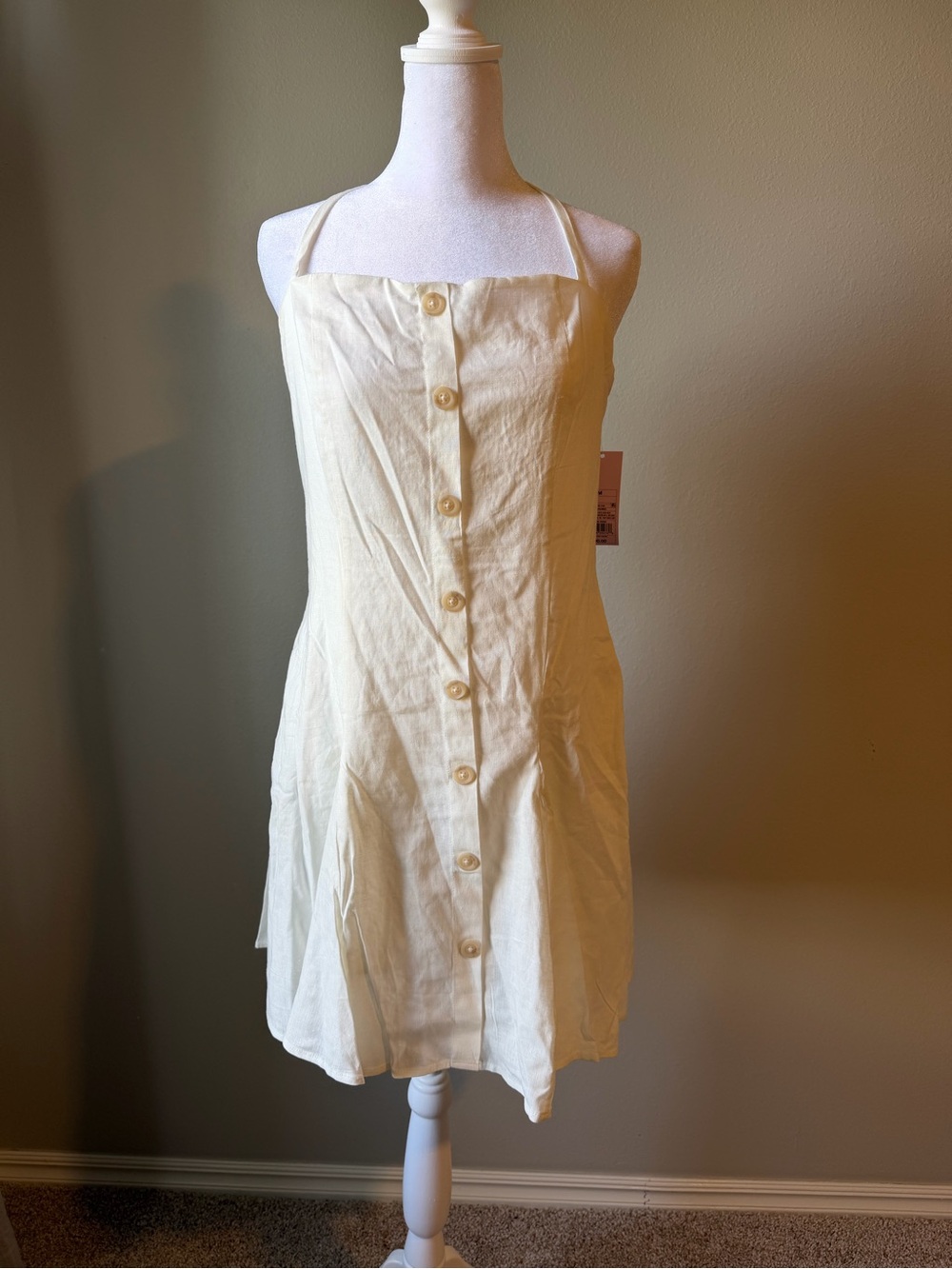 wild fable Cream Button-Down Mini Dress